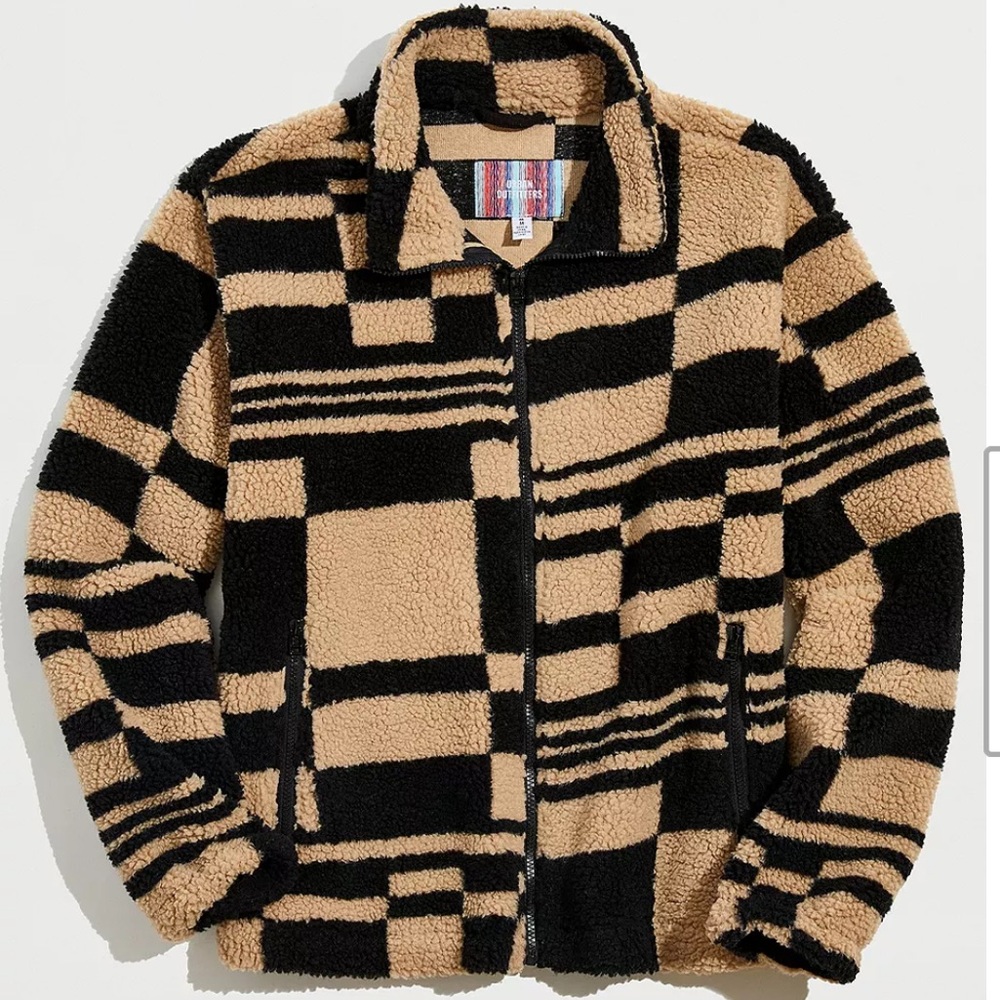 Urban Outfitters Check Sherpa Zip-Up Jacket